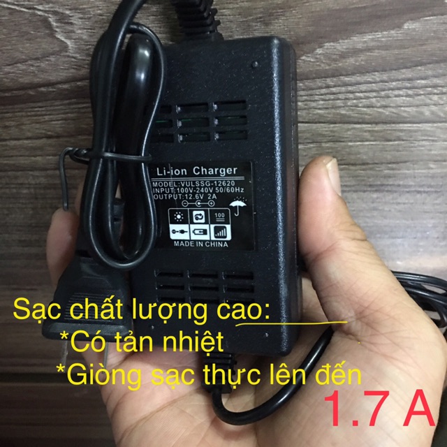 Pin.lion national 12v + Sạc 12,6  loại tốt