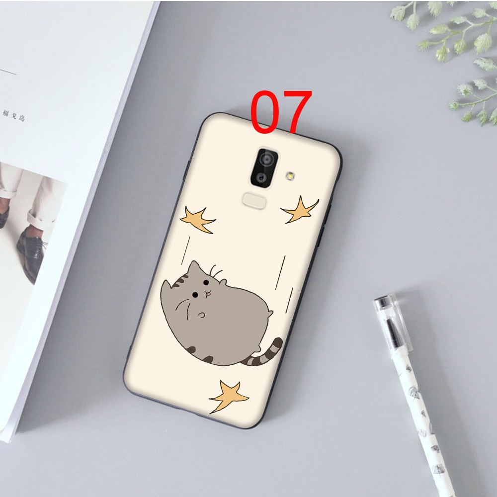 Ốp Điện Thoại Mềm Viền Đen Hình Mèo Pusheen Cho Samsung Galaxy J6 Plus J7 Prime Core Duo Pro