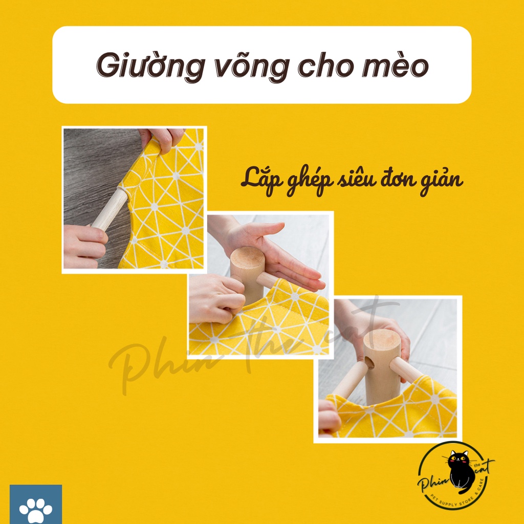 [Ảnh thật] Giường võng gỗ xinh xắn cho cún mèo - Đẹp, bền, chắc chắn - Giải nhiệt mùa hè | phinthecat