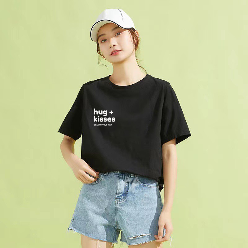 Áo thun nữ tay ngắn cotton HUG+ KISSES RN4