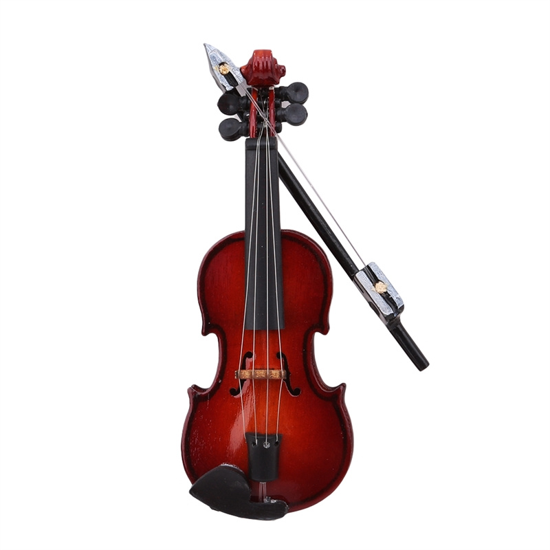 Mini Musical Instrument Handmade Violin Model with Box Music Training Decoration