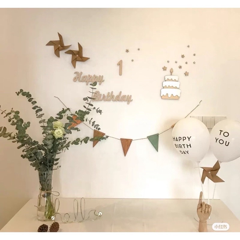 Chữ gỗ sinh nhật Happy Birthday hoặc Happy 100days phong cách Hàn Quốc