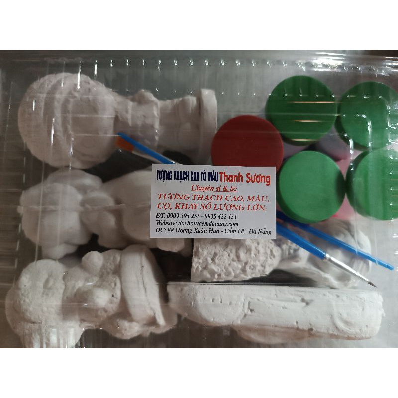 Combo tượng thạch cao tô màu gồm 5 tượng 5 màu 2 cọ
