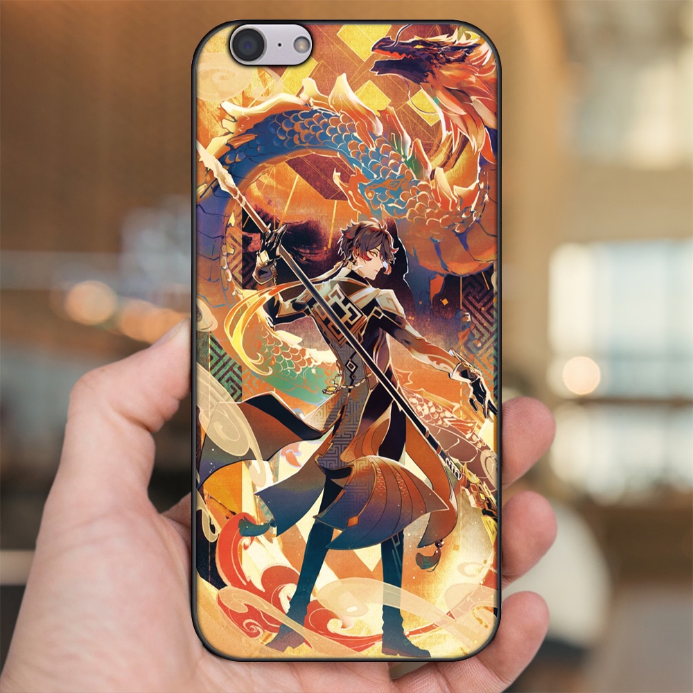 Ốp lưng Oppo A39, F3 Lite viền đen in hình Zhongli Genshin Impact