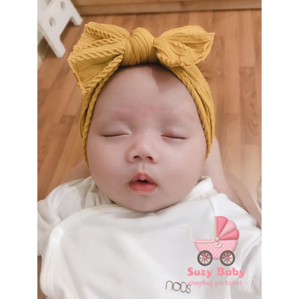 Băng đô turban nơ nhiều màu, mềm mại cho bé yêu
