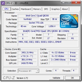 CPU Q8200 core Quad socket 775 chính hãng