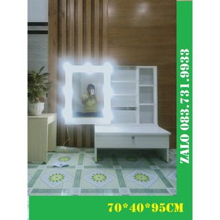 Bàn trang điểm bệt 70/trượt/led/trắng