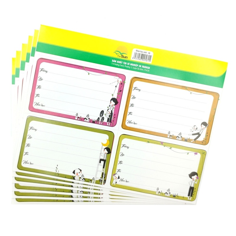 Nhãn Học Sinh The Sun 4 Ô