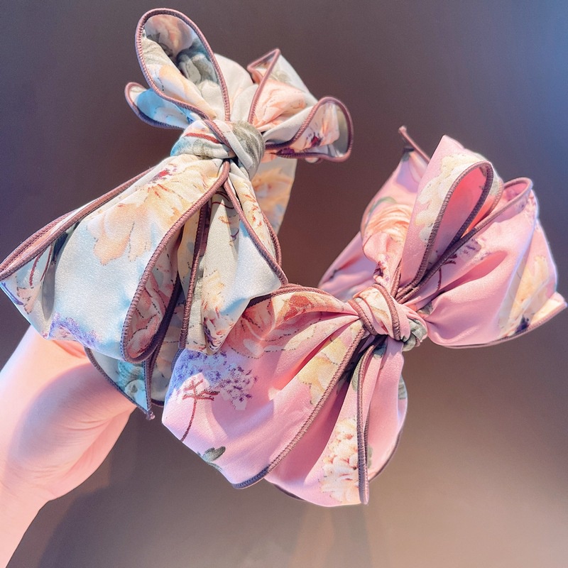 Băng Đô Vải In Họa Tiết Hoa Nhiều Lớp Phong Cách Retro Sang Trọng Dành Cho Nữ