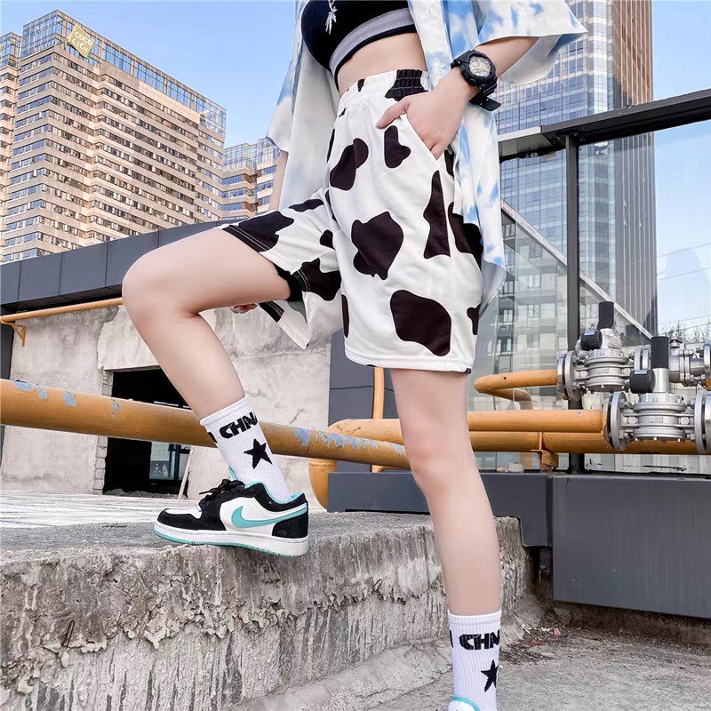 Quần short thun bò sữa in nhiệt cao cấp cho nam/nữ _ hình thật