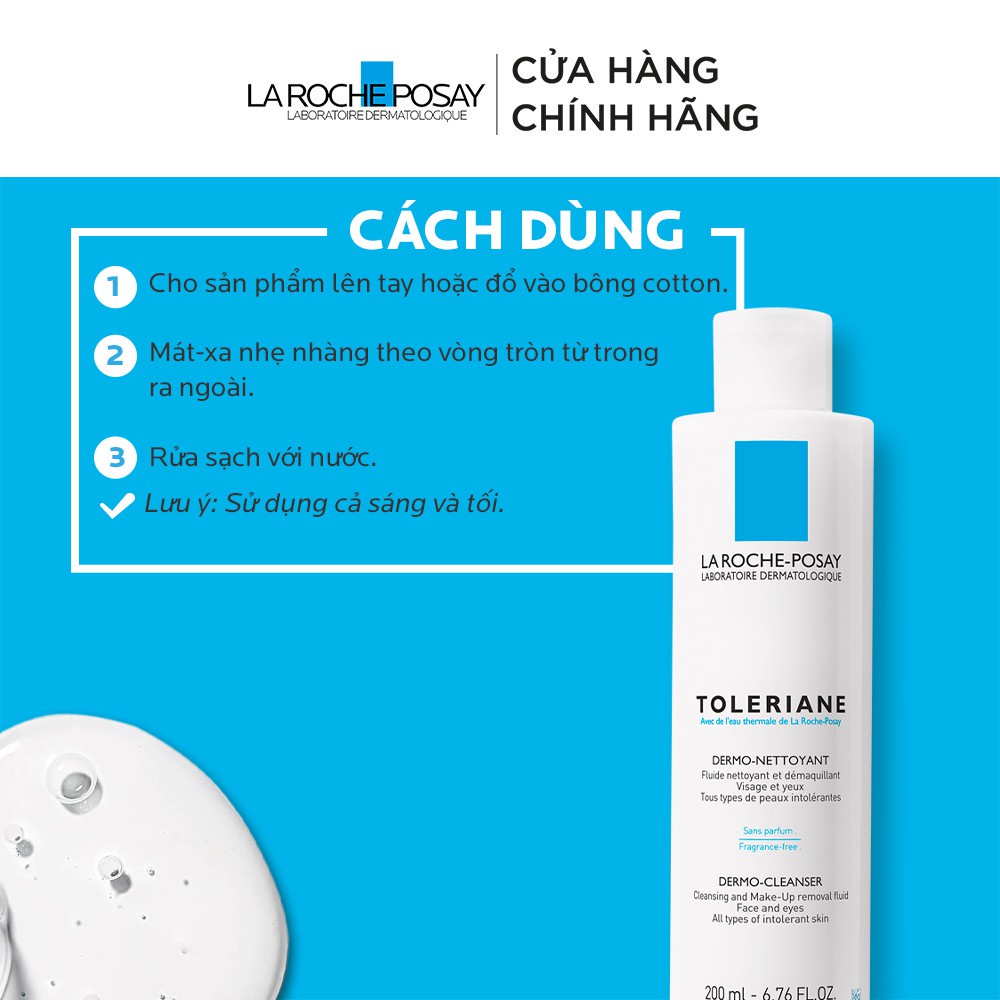 [Mã FMCGMALL -8% đơn 250K] Sữa rửa mặt và tẩy trang dành cho da nhạy cảm La Roche-Posay Toleriane Dermo-Cleanser 200ml | WebRaoVat - webraovat.net.vn