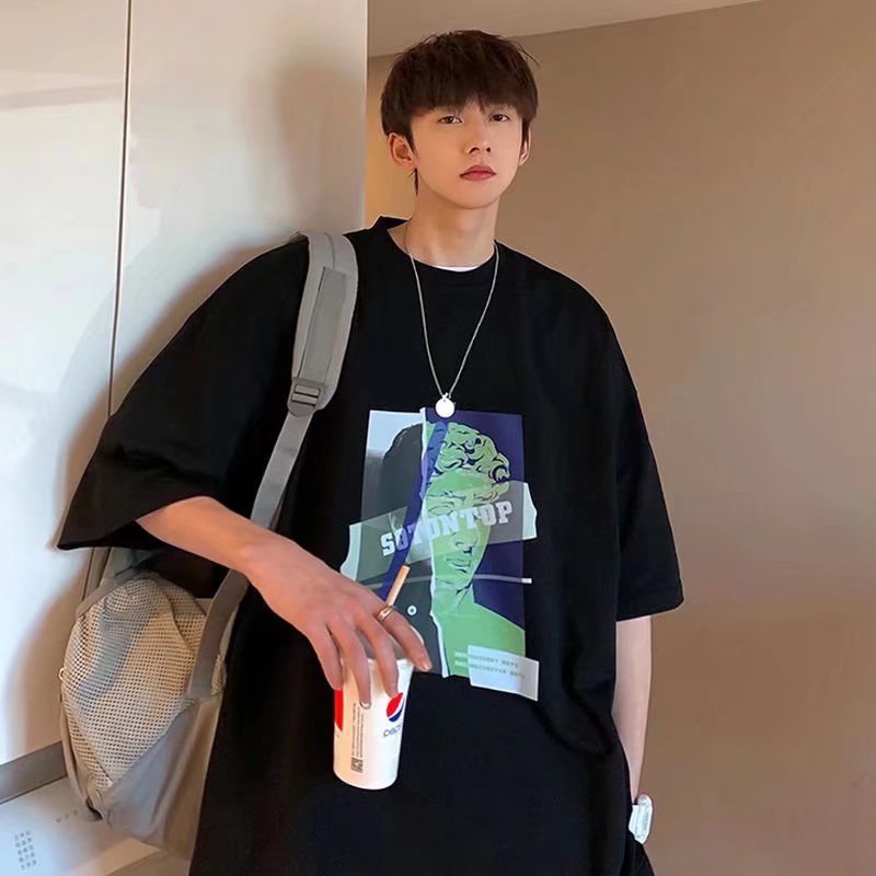 Áo Thun Dáng Rộng In Chữ Phong Cách Nhật Bản Thời Trang Mùa Hè Cho Nam Cỡ M-8XL