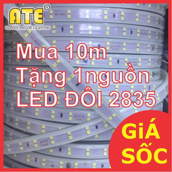 Đèn led dây đôi 2835 ánh sáng Trắng - Vàng - Lá - Dương (Giá bán theo m) - 10m trở lên Tặng Nguồn