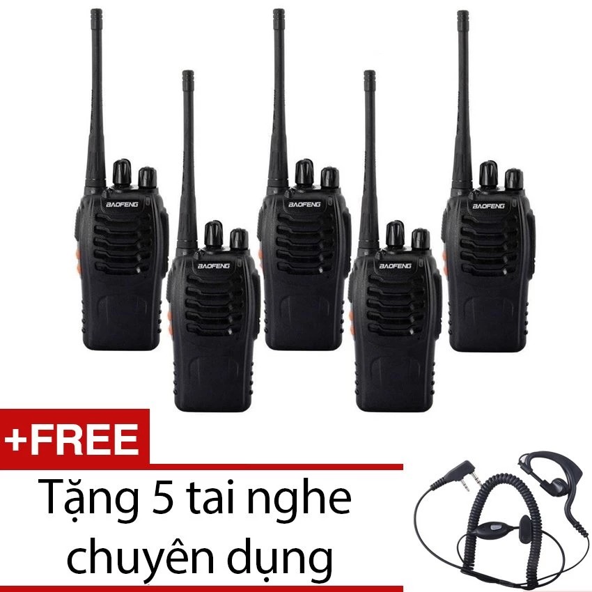 Combo 5 bộ đàm Baofeng BF888S đời mới nhất Tặng kèm tai nghe chuyên dụng