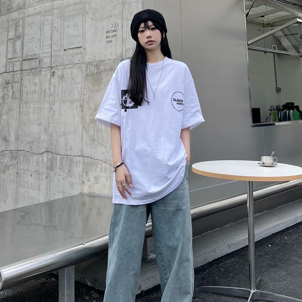 Áo Thun Nữ Tay Ngắn Phong Cách Hip Hop Hàn Quốc 2 Màu Tùy Chọn