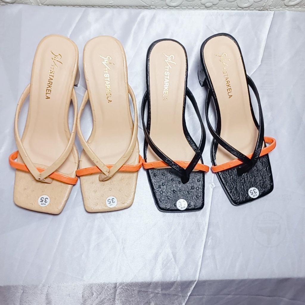 Giày Nữ Guốc Cao Gót Vuông 7 Phân Hở Mũi Kiểu Kẹp Ngón Phối Màu Mẫu Mới Bền Đẹp Sang Chảnh Mã GKN MINHTUYETSHOES