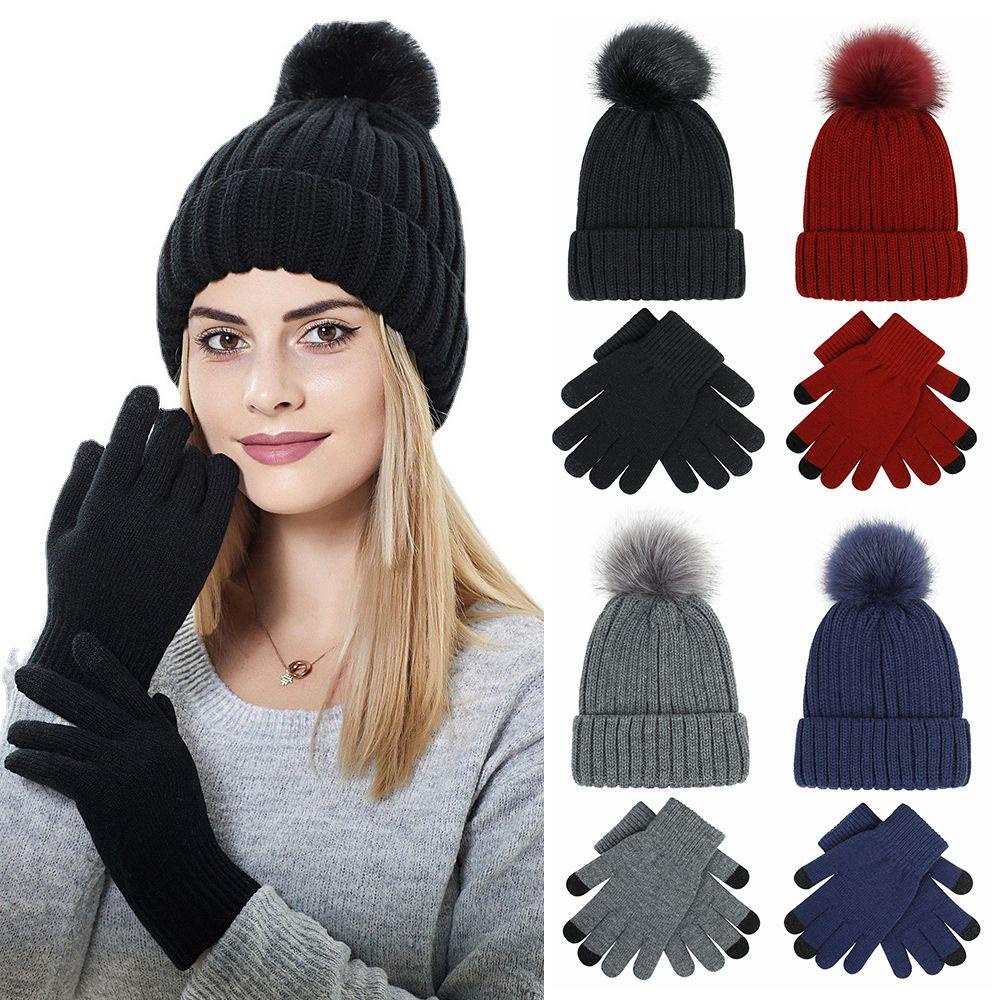 Set Mũ Len Beanie Và Găng Tay Giữ Ấm