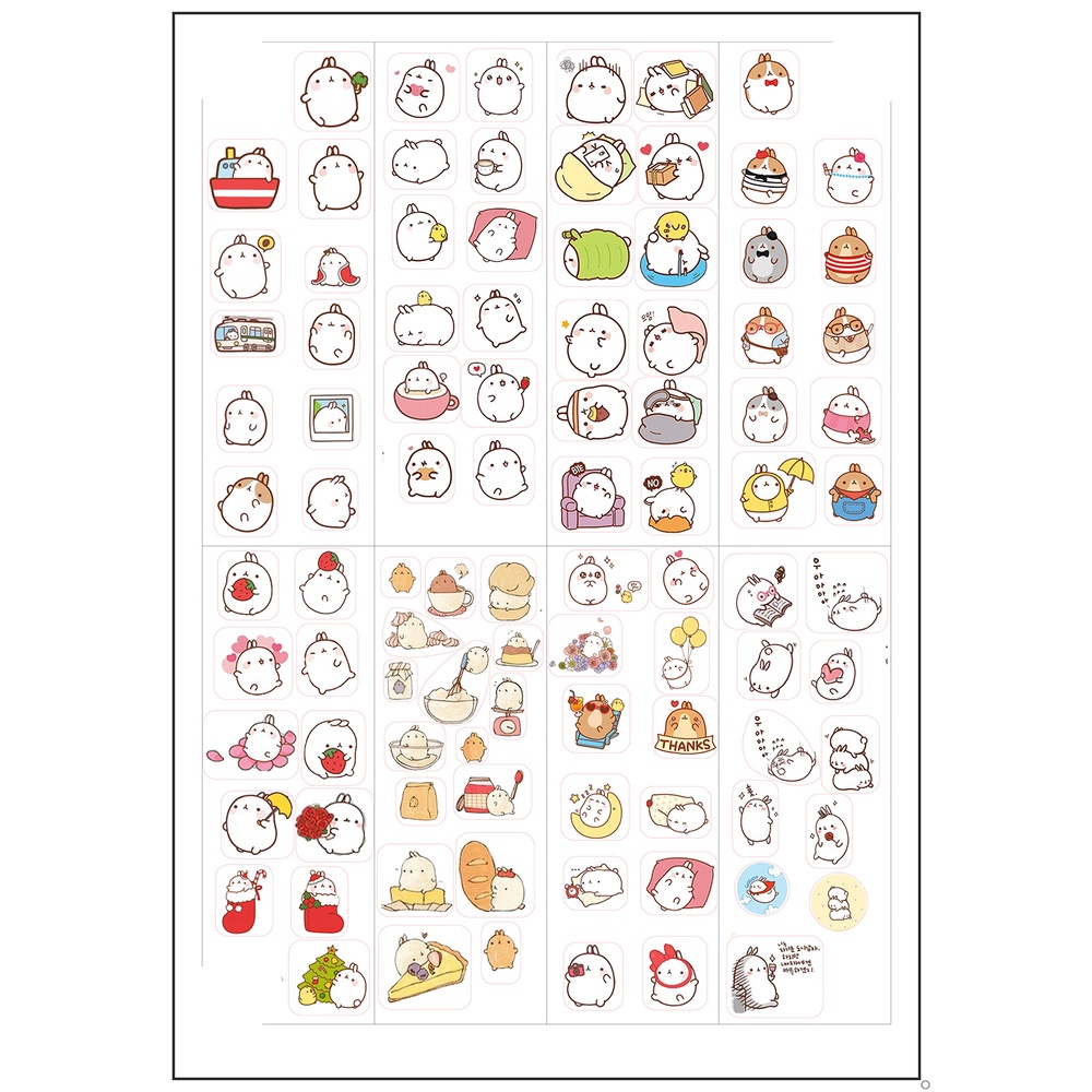 sticker molang SI11 sticker cute sticker dễ thương 1 tờ 7*19,5cm bullet journal