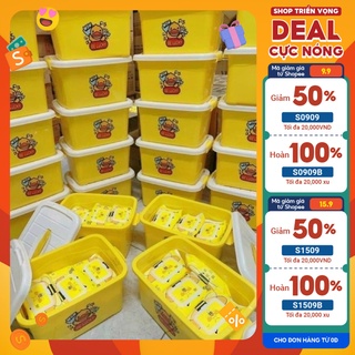 Combo 10 gói giấy ướt con vịt vàng-tặng kèm thùng nhựa