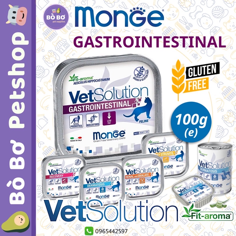 Pate hỗ trợ tiêu hoá cho mèo - MONGE VETSOLUTION GASTROINTESTINAL 100g