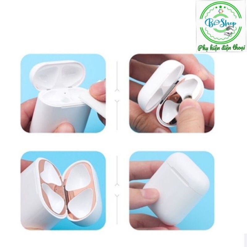⚡ AIRPODS 1 2 3 PRO ⚡ Skin Miếng Dán Kim Loại Bảo Vệ Hộp sạc Tai Nghe Bluetooth Airpod Tính Năng Chống Bụi Bẩn