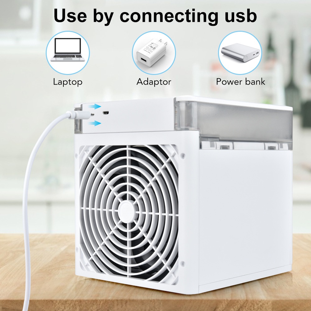Youpin Quạt Điều Hòa Mini USB Quạt Hơi Nước Mini Có Khay Chứa Đá Làm Mát Cực Nhanh Có Đèn LED