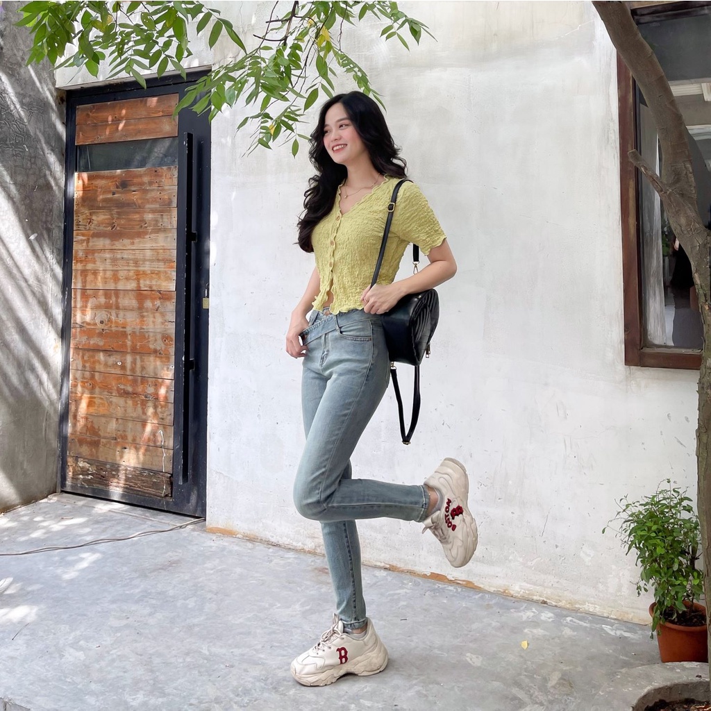 QUẦN JEANS SKINNY NỊT LƯNG ZAREEN JEA125 XANH NHẠT
