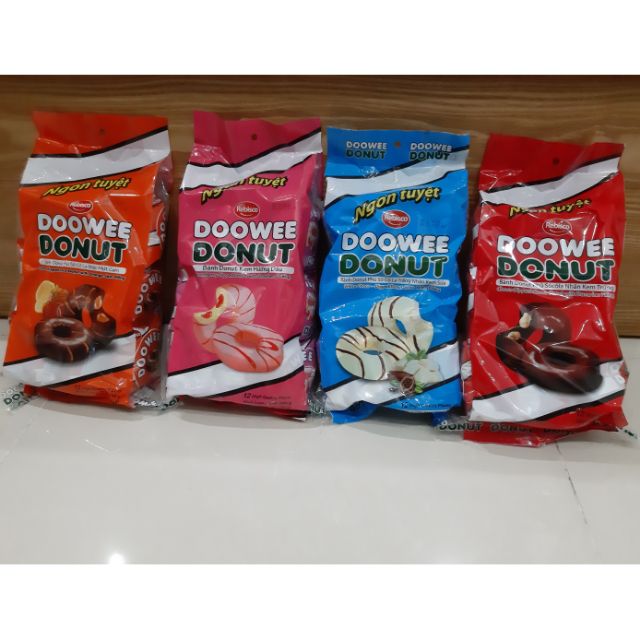 BÁNH DOOWEE DONUT I 4 HƯƠNG VỊ (DÂU, TRỨNG SỮA, SOCOLA, MỨT CAM) I 12 Cái / Bịch - ĐẠI LÝ PHÂN PHỐI