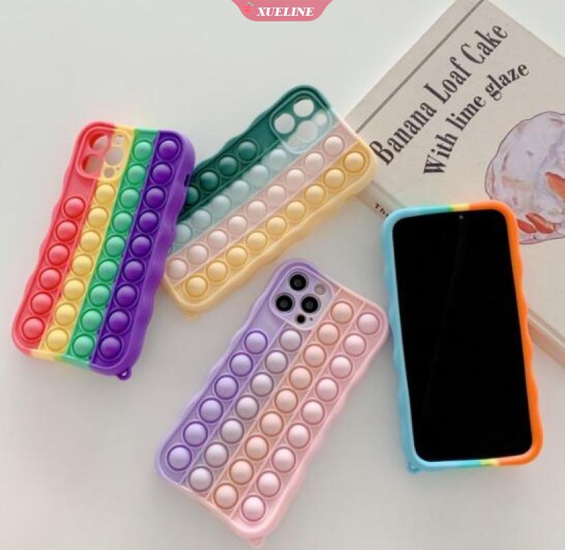 Foxmind  iPhone ​6 plus ​7 plus ​8 plus X  xs max  ​​XR11 pro max 12 pro ma 12 mini Push pop Pressure Relief Unzip the bubble for Phone Case Creative Chess iPhone  Shockproof Protective Cover Soft Silicone Case Shell Xueling