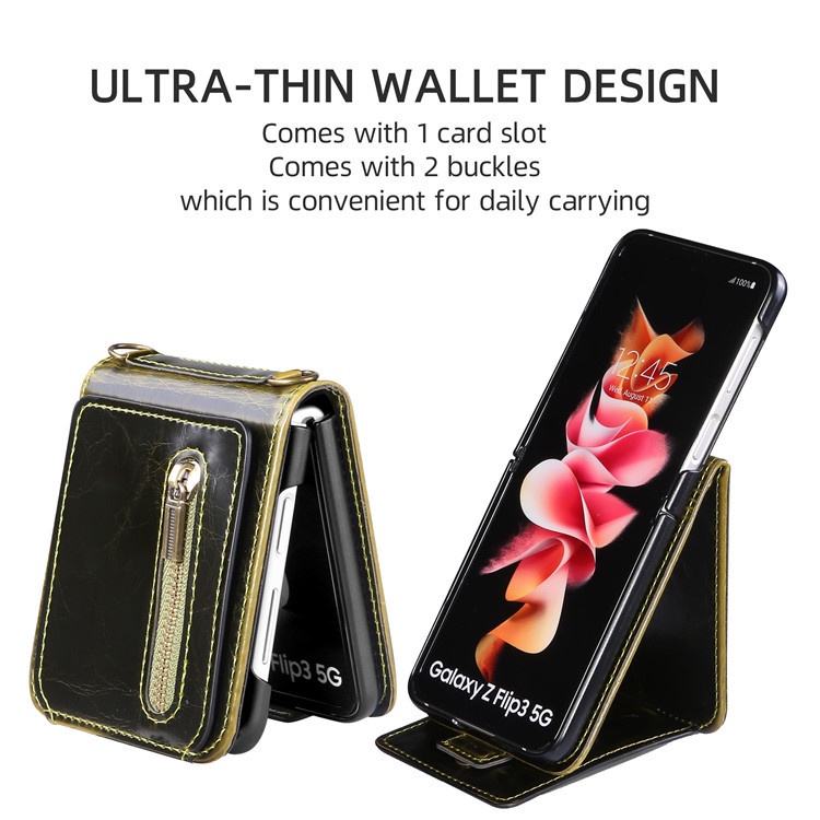 Bao da điện thoại HOCE nắp gập có khóa kéo cho Samsung Galaxy Z Flip 3 Z Flip3 Z Flip 4 5G zflip4