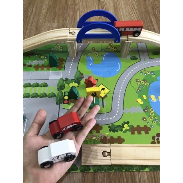 Đồ Chơi Gỗ Lắp Ghép Mô Hình Giao Thông Thành Phố Cỡ Lớn Bằng Gỗ An Toàn Cho Bé