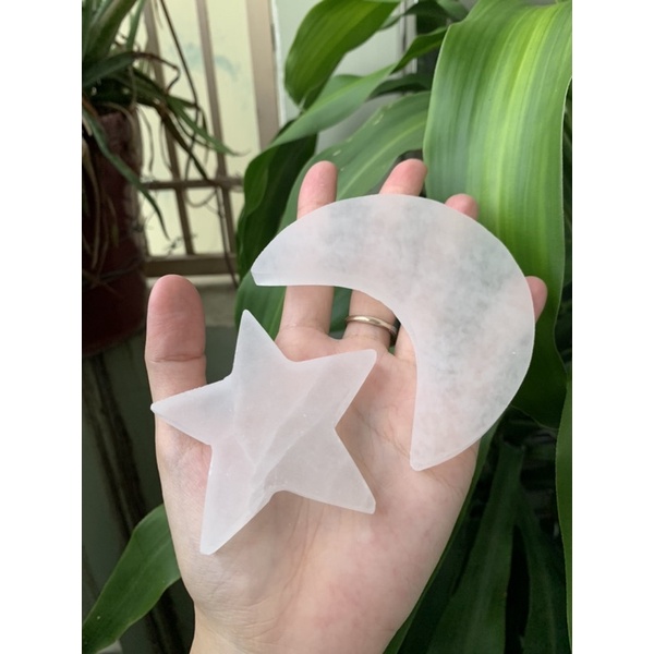 SELENITE - Trụ đá - Tim - Cầu - Gậy xoắn- Mặt Trăng - Móc khoá- Đĩa bán nguyệt -Tháp 6cm- Đá thanh tẩy tự nhiên mài đẹp