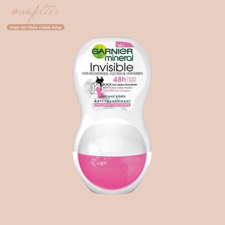 Lăn khử mùi garnier mineral invisible chống ố áo 48h, 50ml