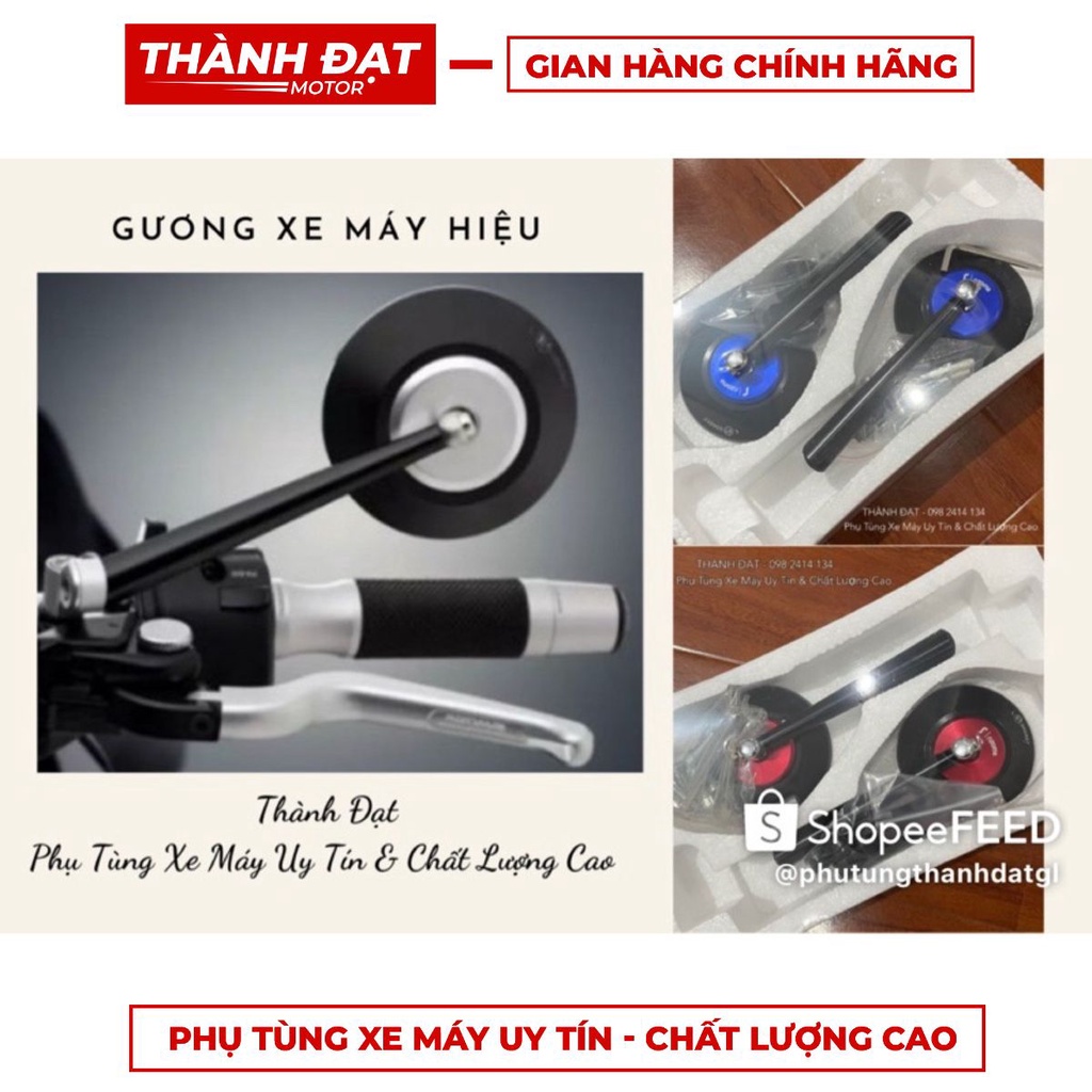 Gương kính chiếu hậu xe máy FREESHIP❤Giá 1 chiếc❤ CNC nguyên khối cao cấp kiểu dáng tròn Ryzoma CNC nhôm nguyên khối