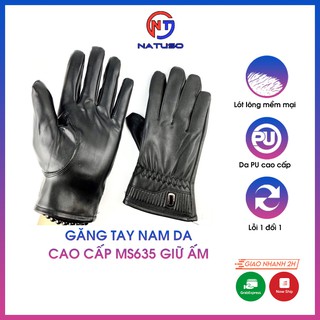 Găng tay nam bao tay da giữ ấm mùa đông lót lông chống lạnh chống nước cảm ứng điện thoại MS635