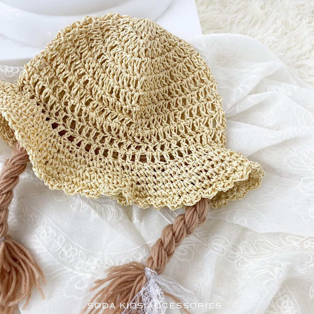 ( ẢNH THẬT ) mũ cói tóc giả dài cho bé