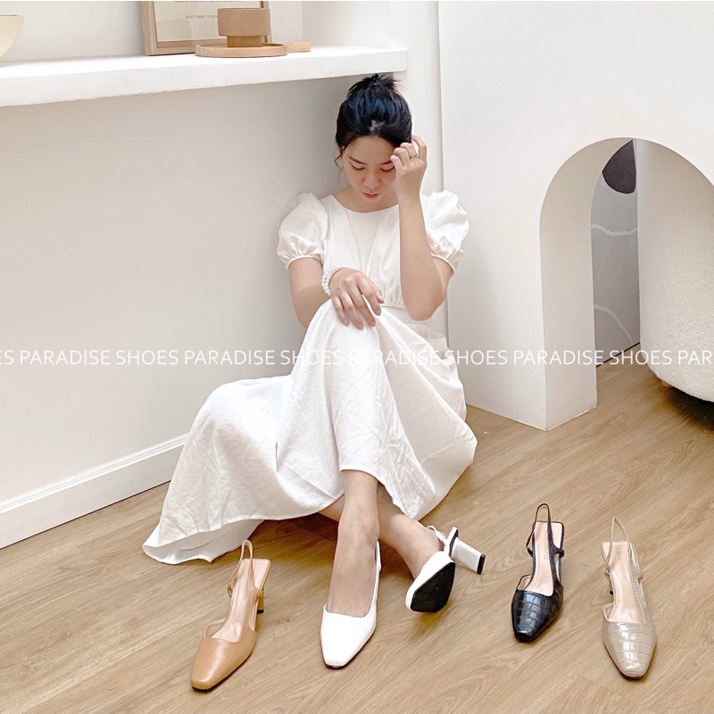 Giày cao gót nữ cổ điển mũi vuông gót vuông shoesparadise BBXK6 thời trang công sở giày cưới mary jane