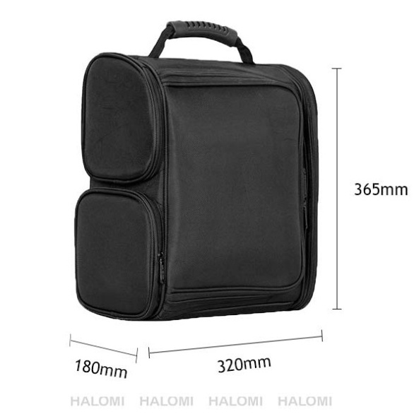Cốp trang điểm dạng balo Halomi chuyên đựng đồ makeup bằng vải dù chống nước gồm các túi nhỏ chứa đồ tiện lợi