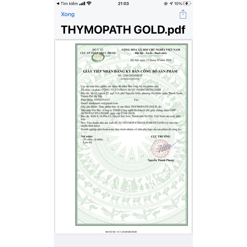 Tăng sức đề kháng cho bé từ 6 tháng tuổi Thymopath Gold từ Thymodulin Hộp 20 ống siro uống tăng miễn dịch