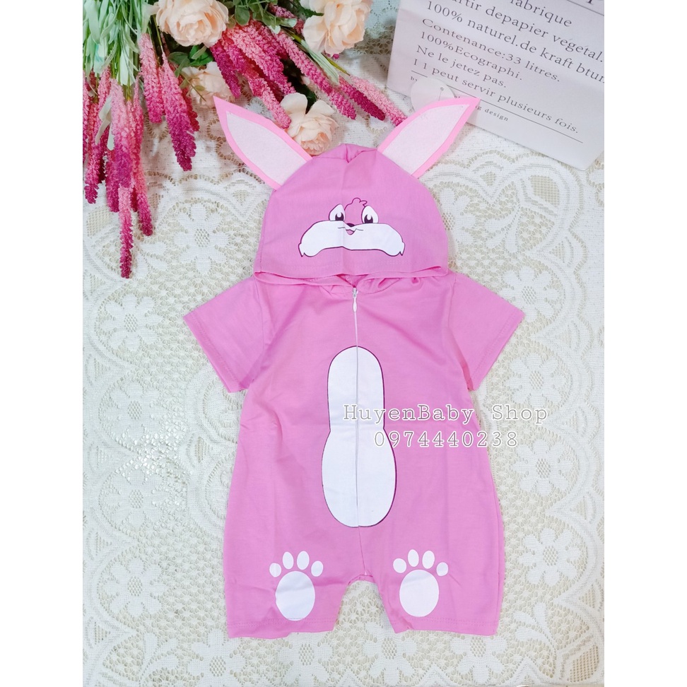(Được chọn mẫu) Body đùi in hình thú có mũ ngộ ngĩnh cho bé trai và bé gái sơ sinh 3-11kg , hàng đẹp