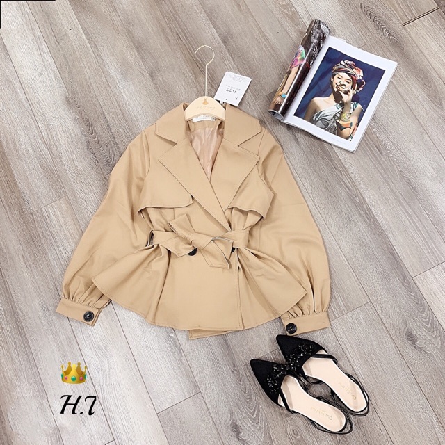Áo khoác kaki be peplum sz sm