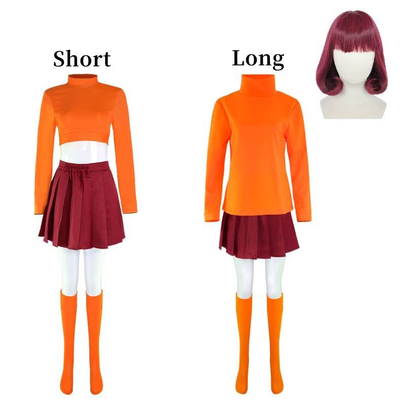 New Scooby-Doo Velma Cosplay Costume Movie Character Uniform Halloween Costume for Women Girls