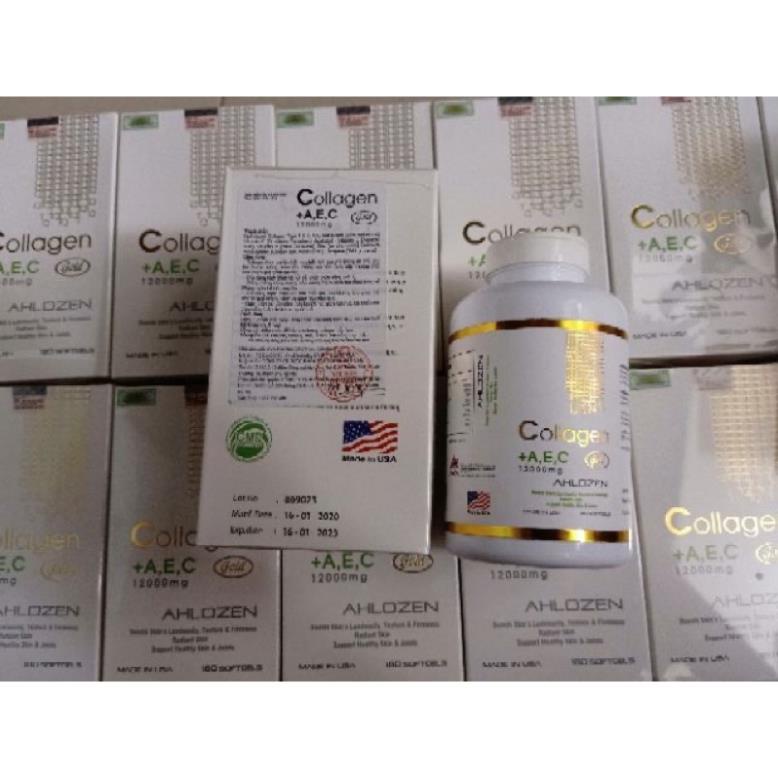 Viên uống Collagen AEC Ahlozen Gold 12000mg - Nhập khẩu Mỹ 180 viên