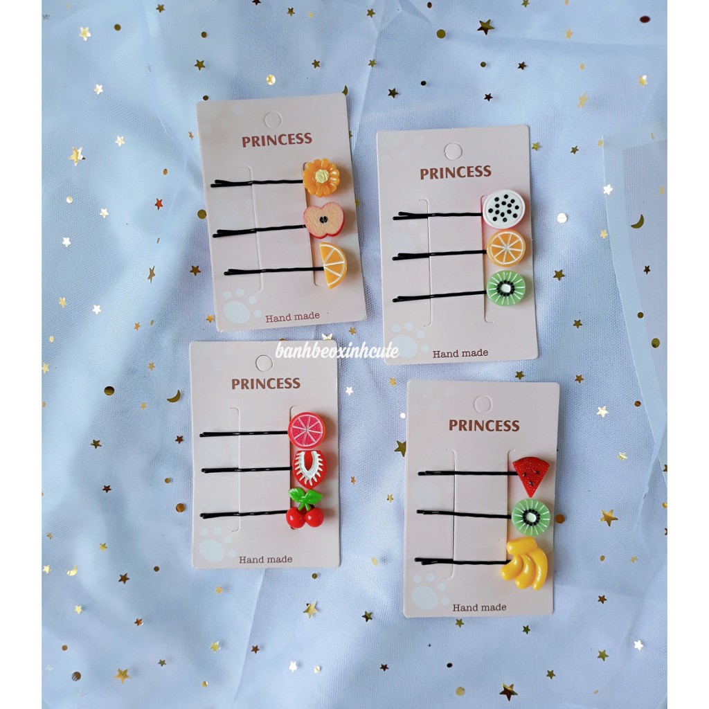 Set 3 kẹp tóc hoa quả ( được chọn mẫu - đọc kĩ mô tả )
