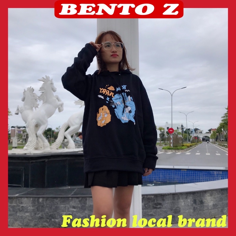 Áo nỉ hoodie nam nữ in hình mèo tom and jerly fom unisex oversize đến 67kg có nũ  phong cách Hàn Quốc AT 9112