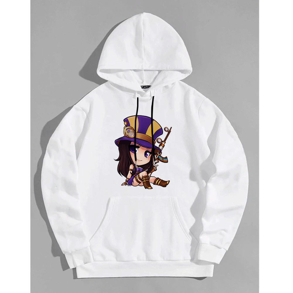 Áo Khoác Nỉ Bông, Áo Hoodie Liên Minh Huyền Thoại: Caitlyn Chibi Kiểu Dáng Unisex - Green Tee
