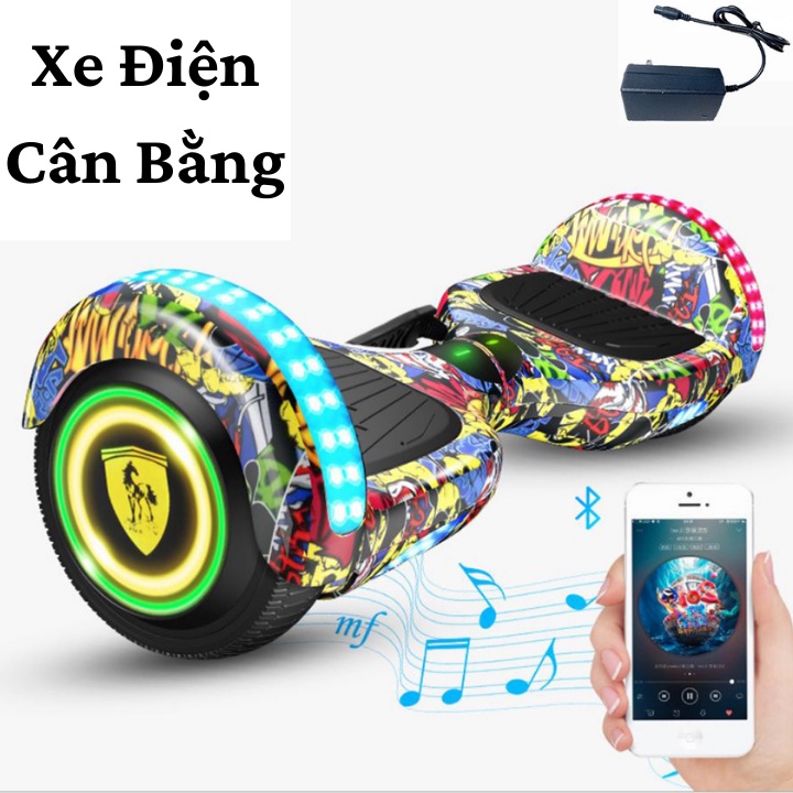 Xe Điện Cân Bằng Có Tay Cầm 2 Bánh Lớn, Kết Nối Nhạc Bluetooth, Đèn Led Siêu Xinh Bản Mới Nhất Năm 2022 - BH 12 Tháng