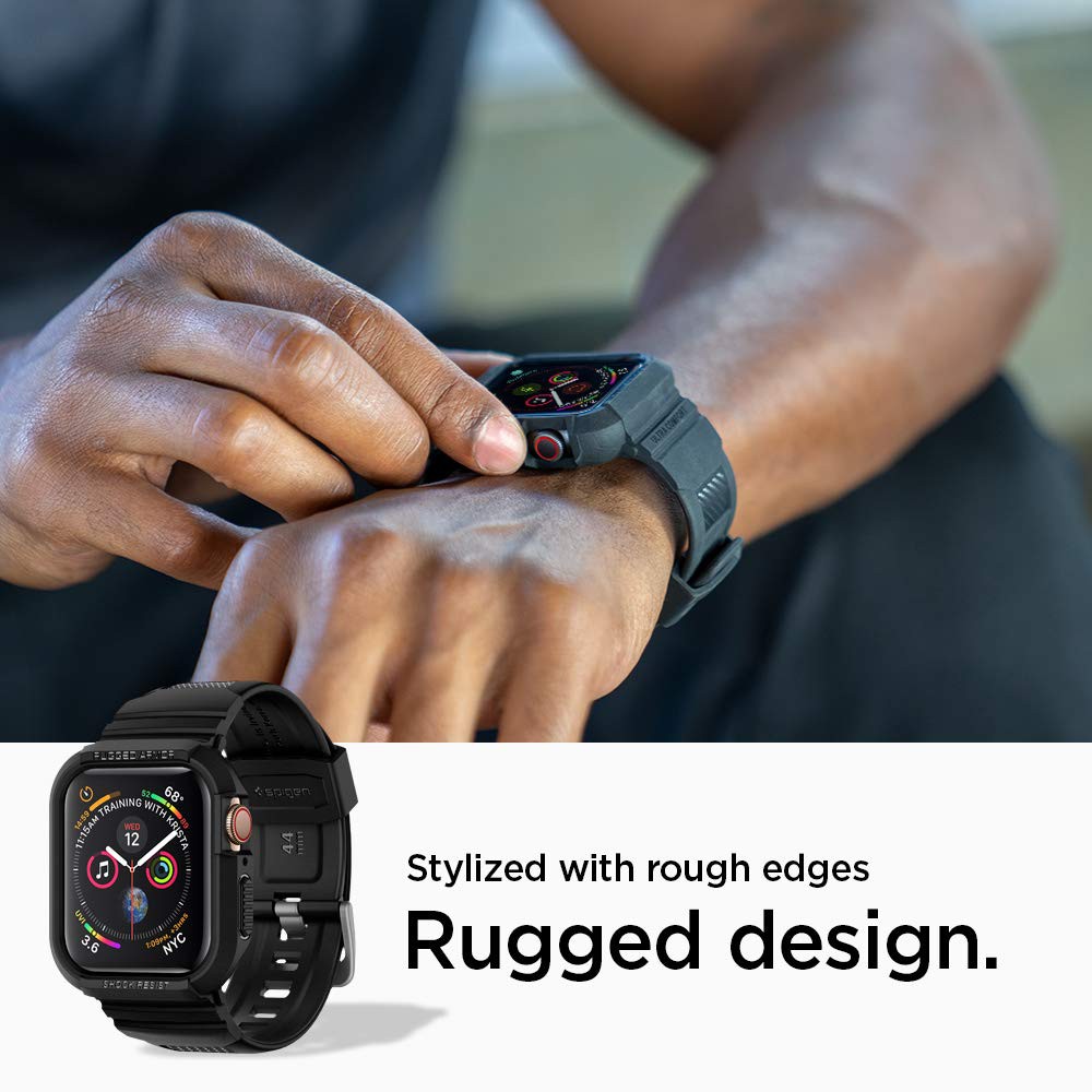 Ốp + dây đeo Apple Watch Series 4 / 5 / 6 (40 - 44mm) Spigen Rugged Armor Pro - Hàng chính hãng