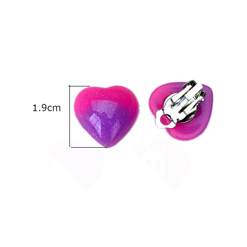 Khuyên Kẹp Vành Tai Không Xỏ Lỗ Hình Trái Tim Lớn Bằng Nhựa Resin Cho Nữ