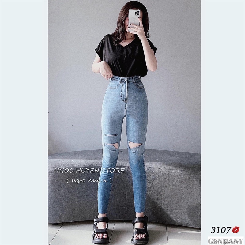 ( Mã 306 ) QUẦN JEANS ÔM LOANG OMBER RÁCH GỐI